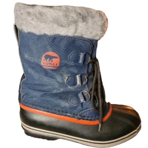 Sorel Fuzzy Insulated Boots Blue and Red Size 7 - Picture 1 of 8